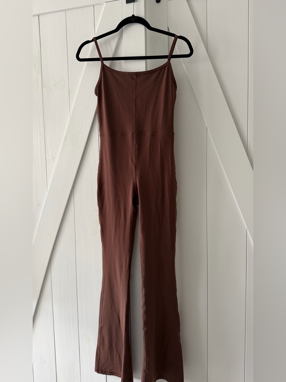Qinsen Chocolate Brown Flare Leg One Piece Jumpsuit